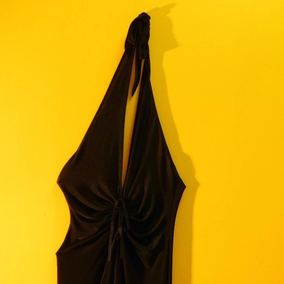 Vintage Retro 1980's Black Halter Jumpsuit - Picture 5 of 8